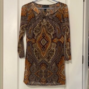 INC International Concepts Paisley tunic - Orange, Brown, Tan